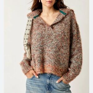 Free people Stella marled button collar sweater in S